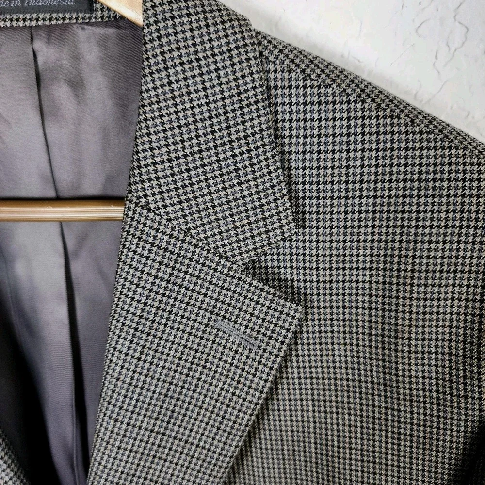 Lauren Ralph Lauren‎ LRL Sport Coat Mens 46L Gray Houndstooth Wool Blazer Career